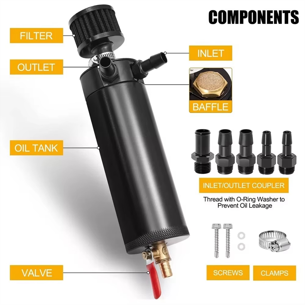 Oil Drain Tank - Uniwersalny aluminiowy zbiornik olejowy GOODT37C z