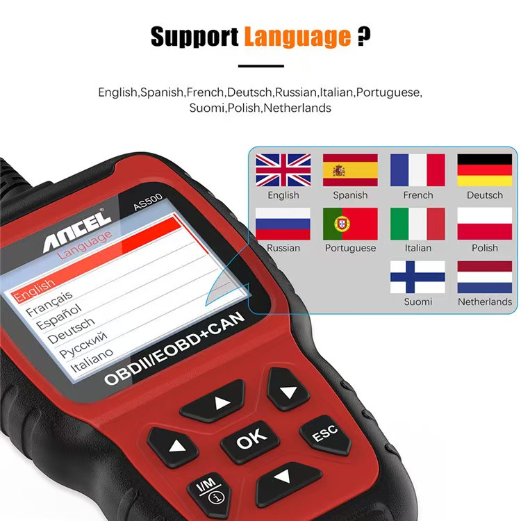 Car Diagnostic Tool - Wszystkie funkcje OBDII, obsługa wielu języków,